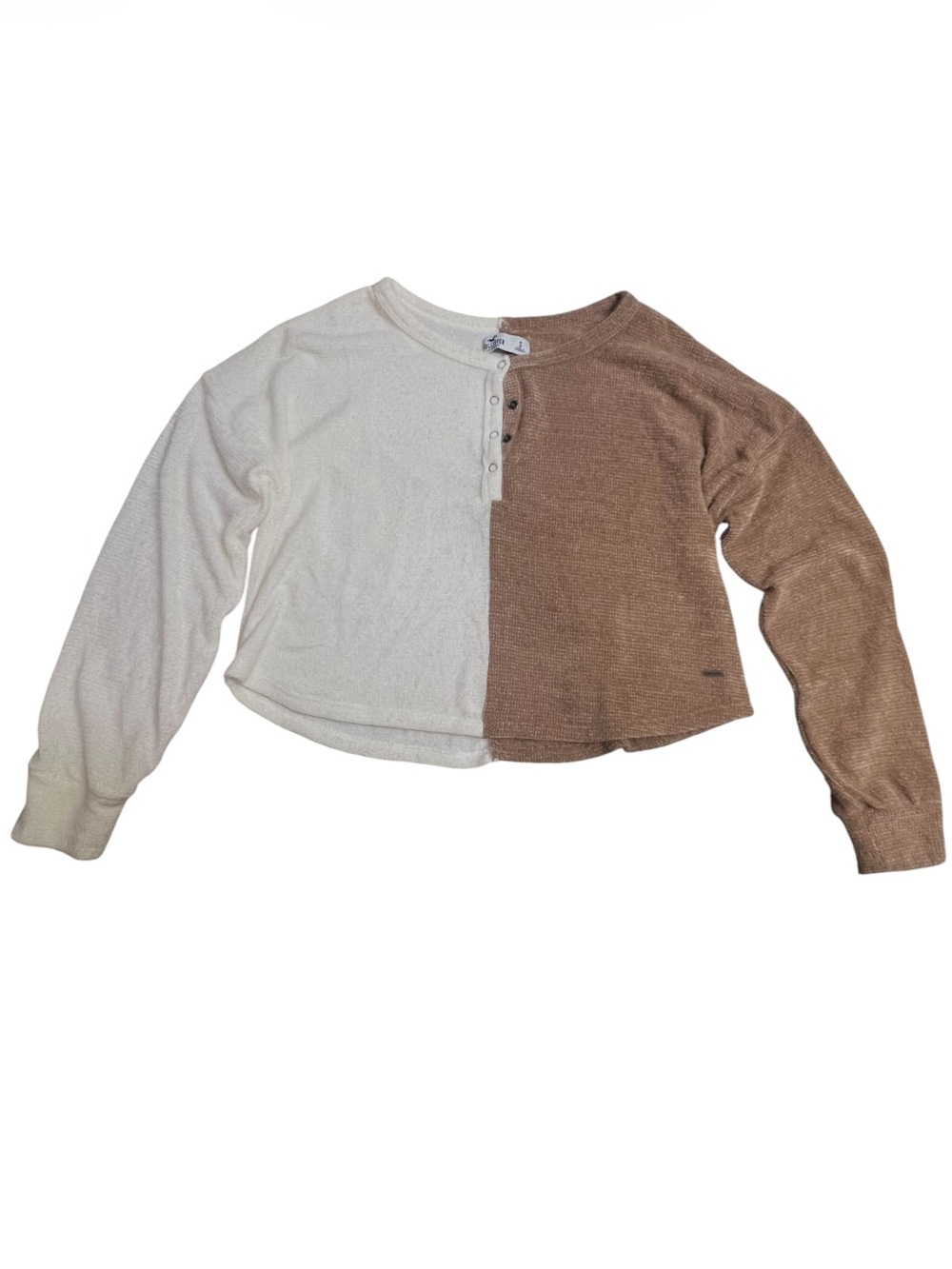 Hollister Textured Knit Top in Tan & Cream